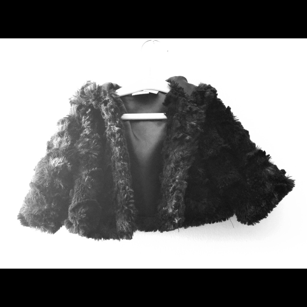 Koala Baby black faux fur coat hood 6mo like new